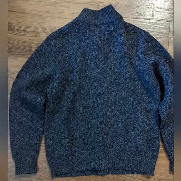 L.L. Bean - 100% Lambswool Ragg Wool Zip-Front Cardigan SweaterNavySmall